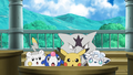 Togedemaru (de Chrys), Otaquin (de Néphie) et Ossatueur d'Alola (de Kiawe)