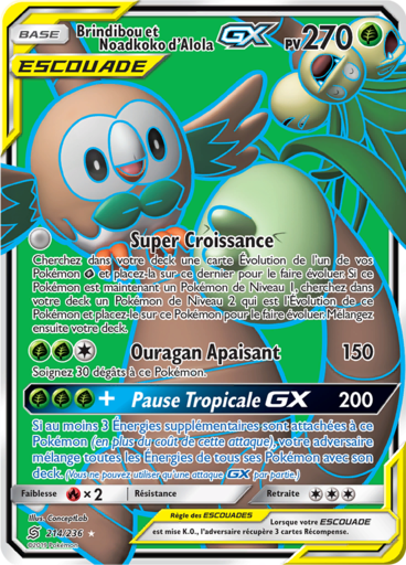 Carte Pokémon Légende Celeste SM10B 056/054 : Brindibou & Noadkoko d’Alola GX main image 1