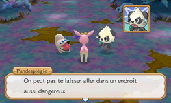 Pandespiègle et Escargaume refusent de laisser Vivaldaim entrer dans la forêt.