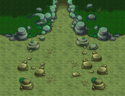 L'entrée de la falaise (vue d'ensemble dans Pokémon Donjon Mystère : Explorateurs du Ciel).