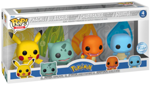 Boîte de 4 Funko POP Pikachu Bulbizarrre Salamèche Carapuce.png